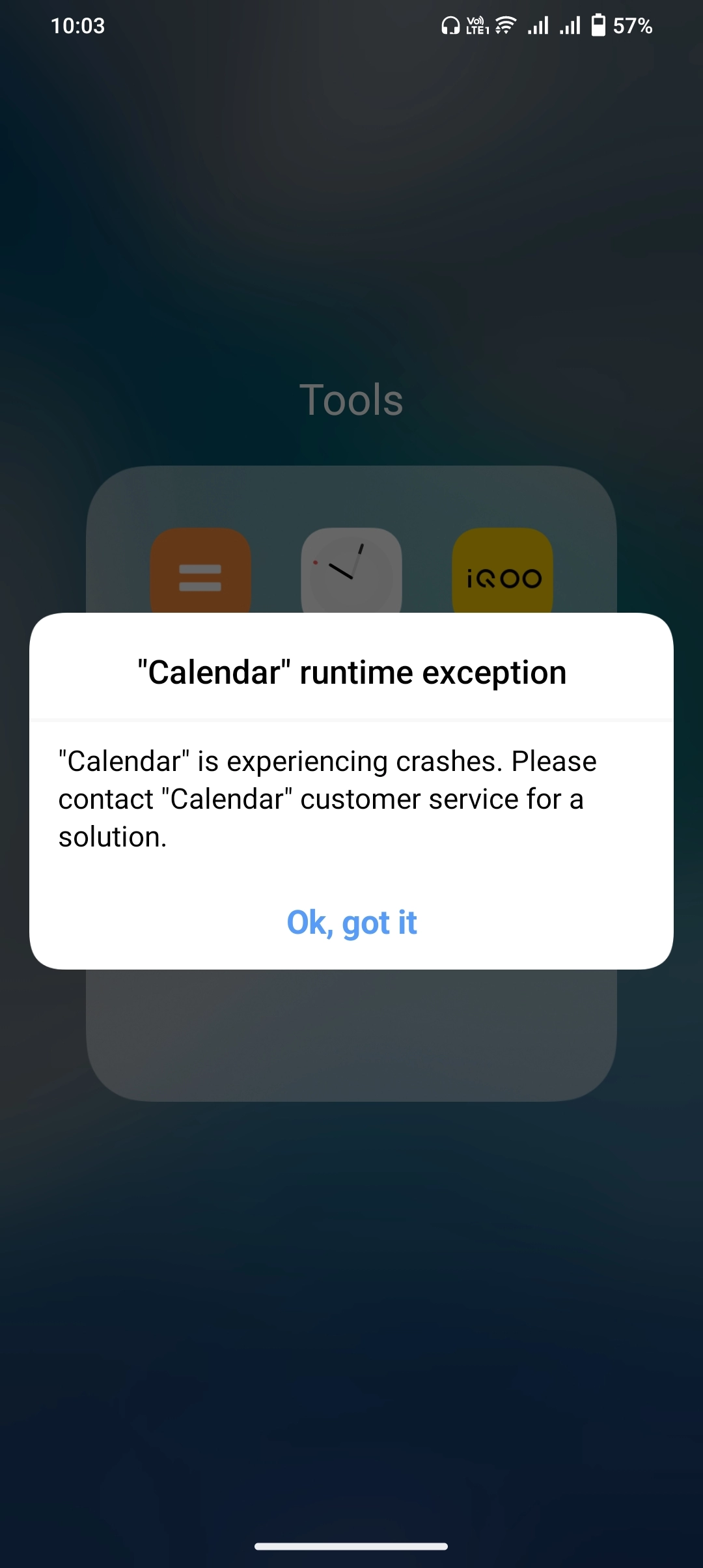 Calendar app not working