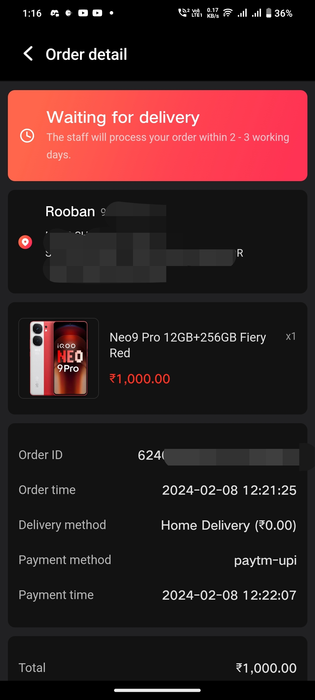 My Order Is In Is my order confirmed or Not