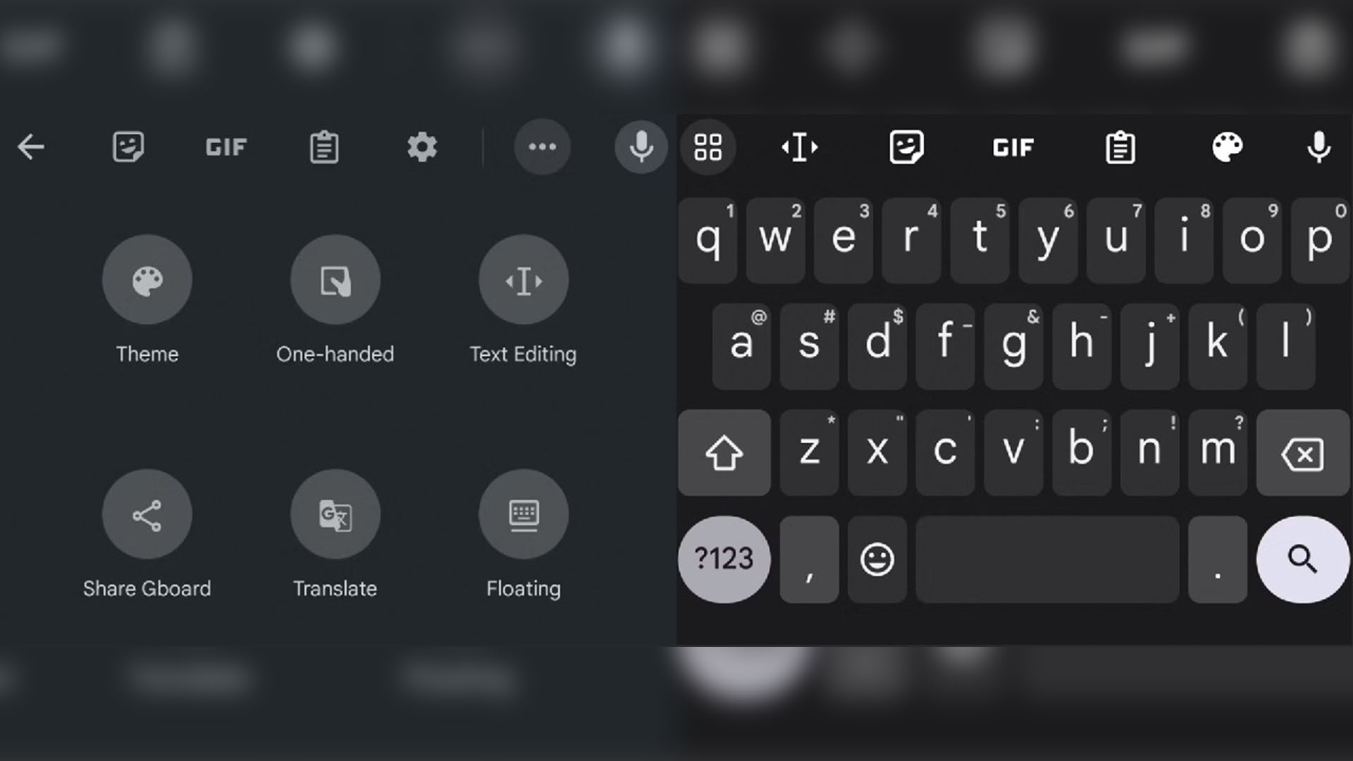 Various features of mobile Google keyboard