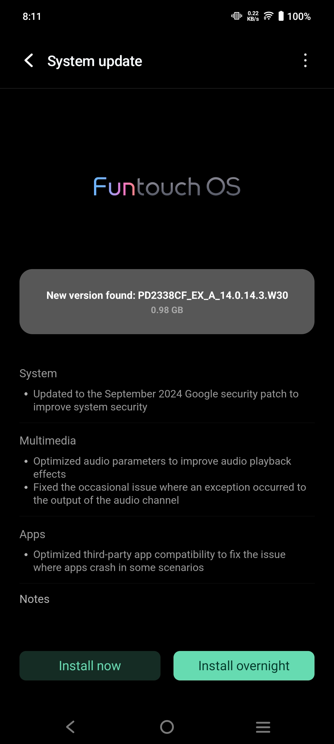 New September security patch or software update