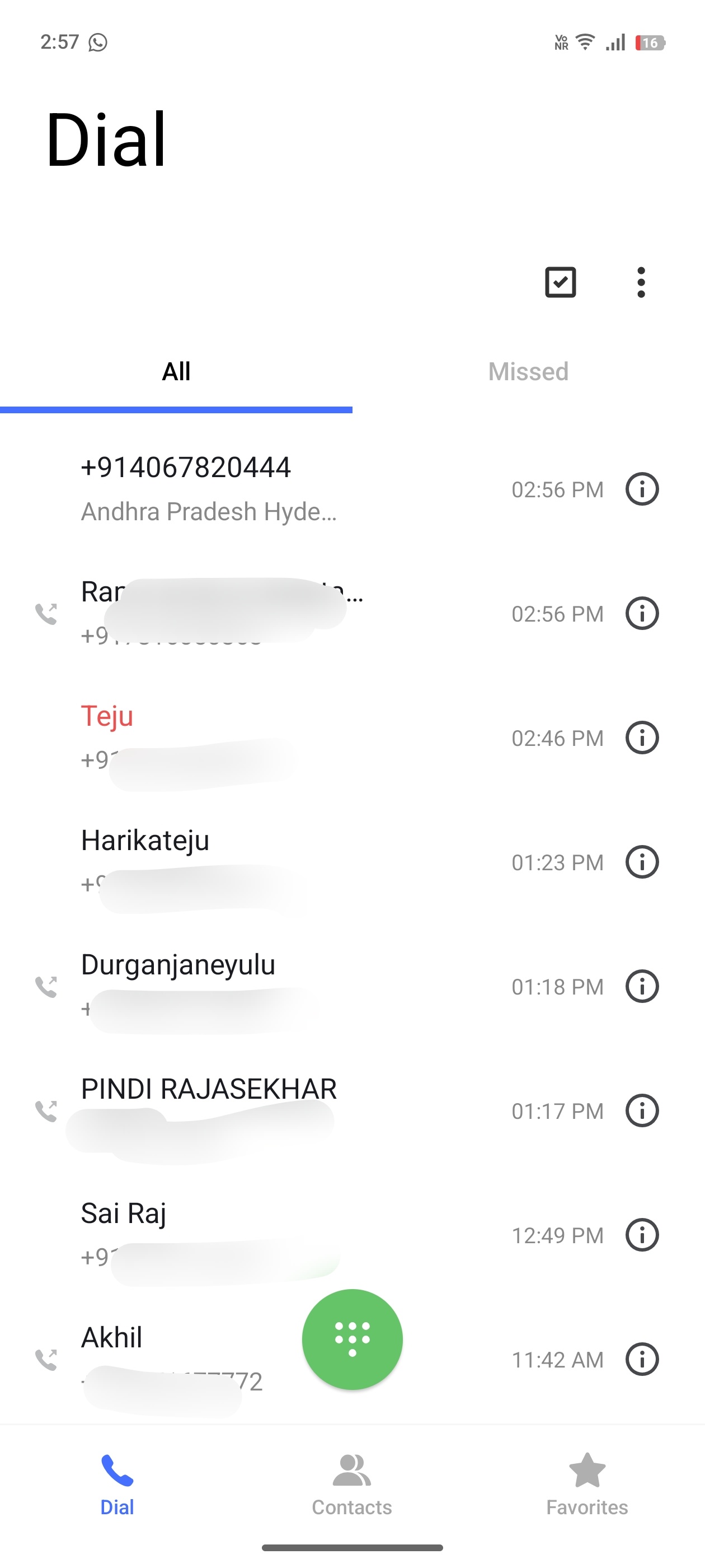 Call log representation