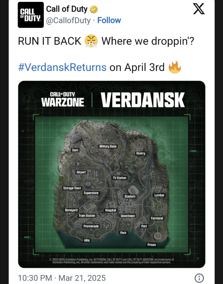 Verdanski New Call of Duty: Warzone Verdansk Map Revealed