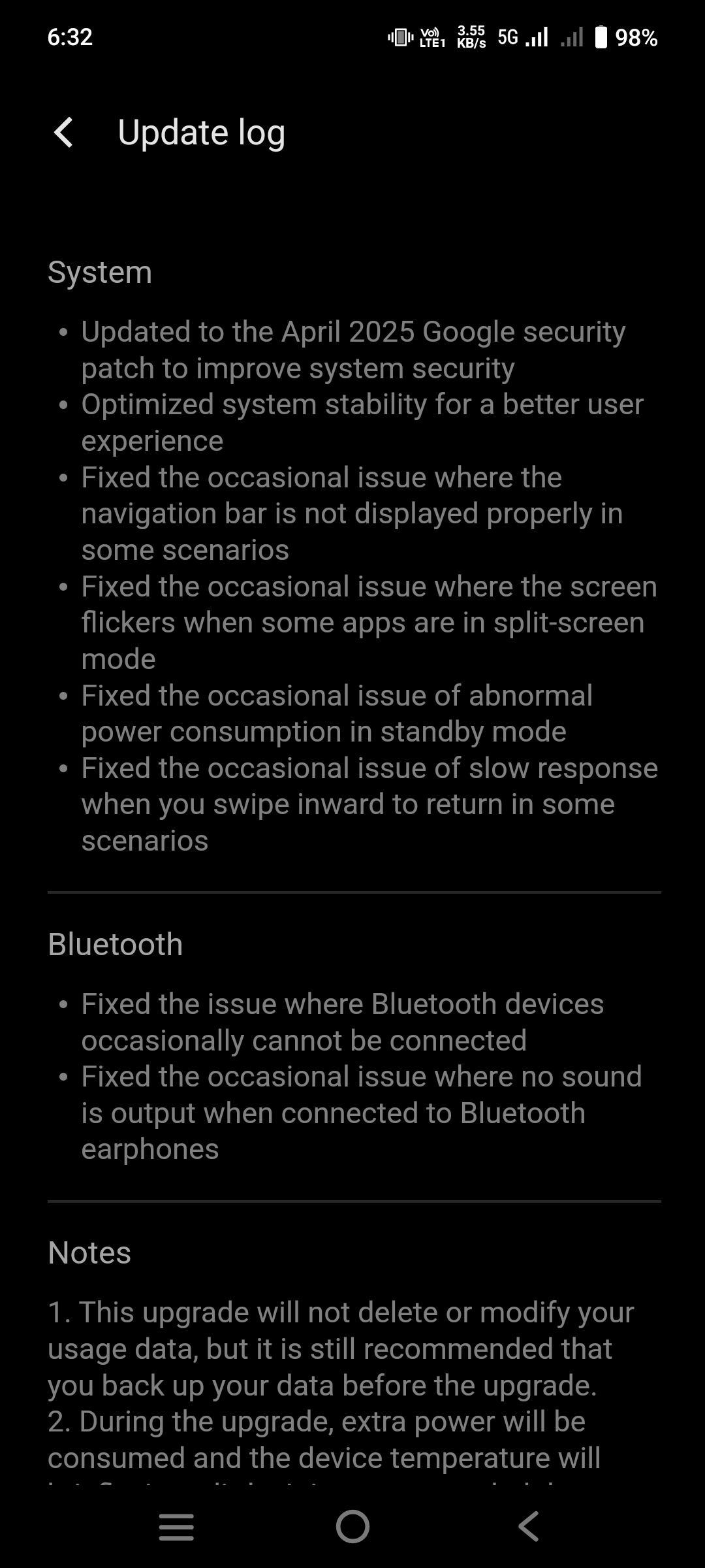 April 2025 Google security patch update iQOO 9 pro