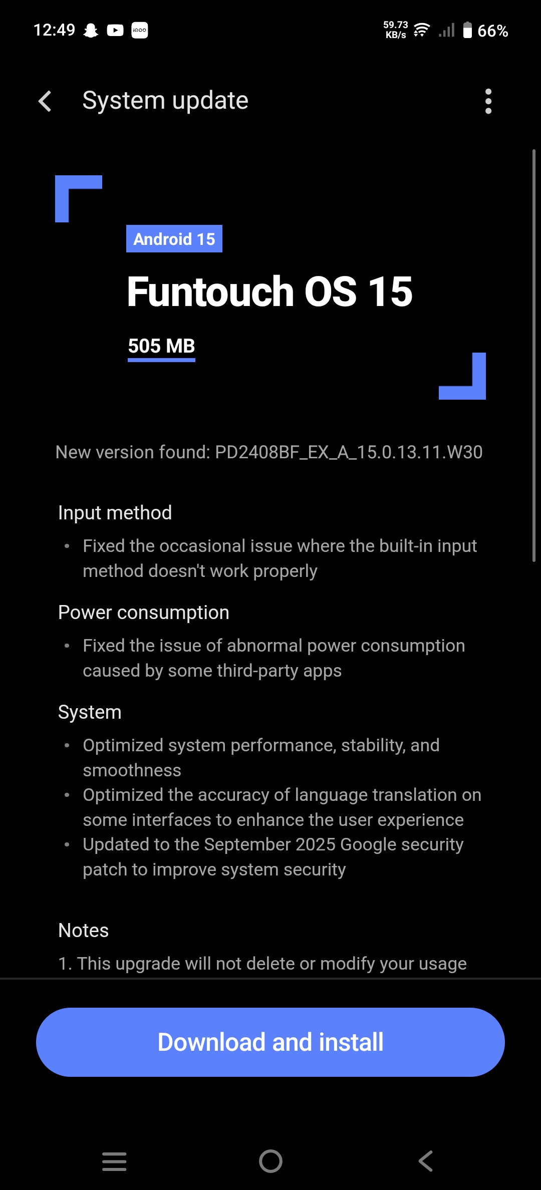 iQOO 13 Updated to the September 2025 Google security patch