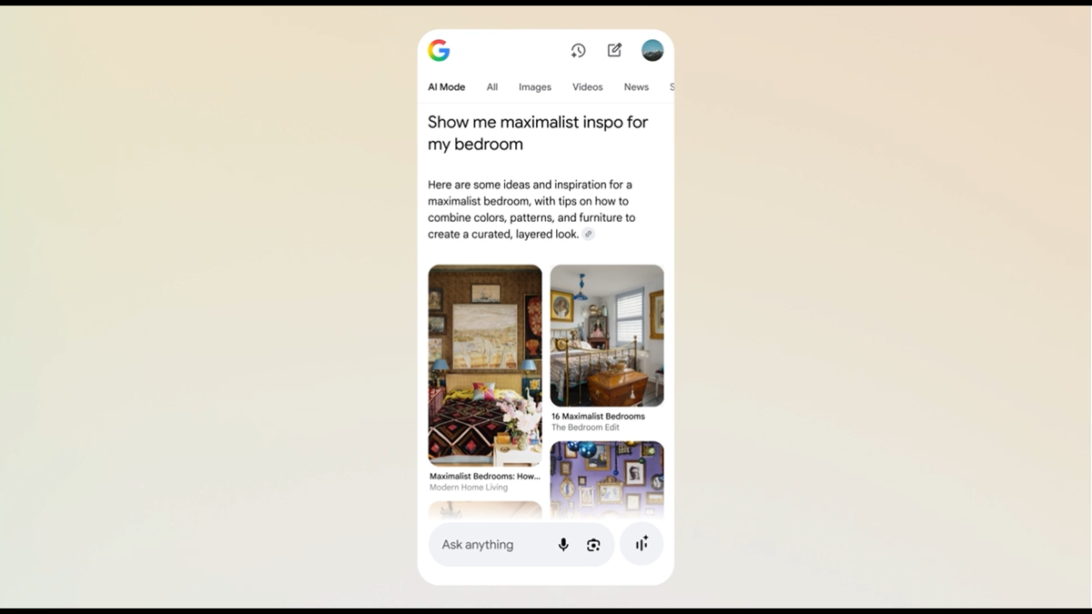 Google AI Mode now lets you search with pictures and get visual inspiration