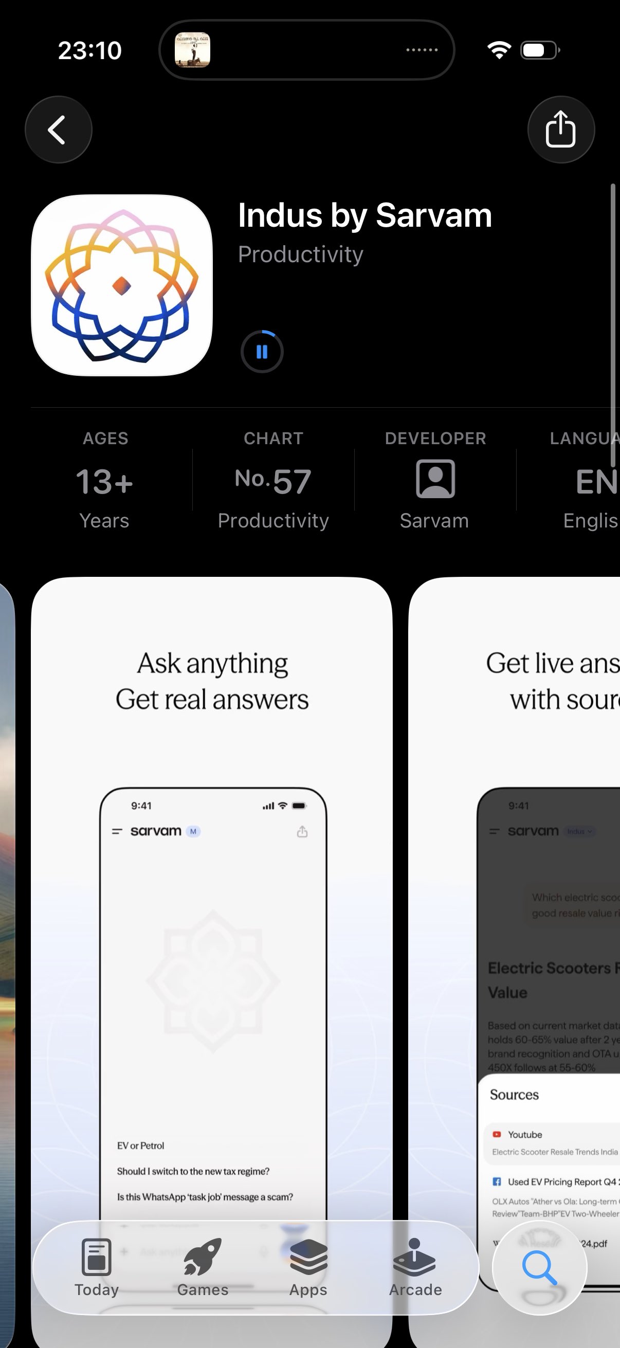 Indus By Sarvam AI App is Now Live On Play Store And App Store!📢