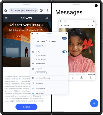 vivo X Fold3 Pro with multi-tasking split-screen