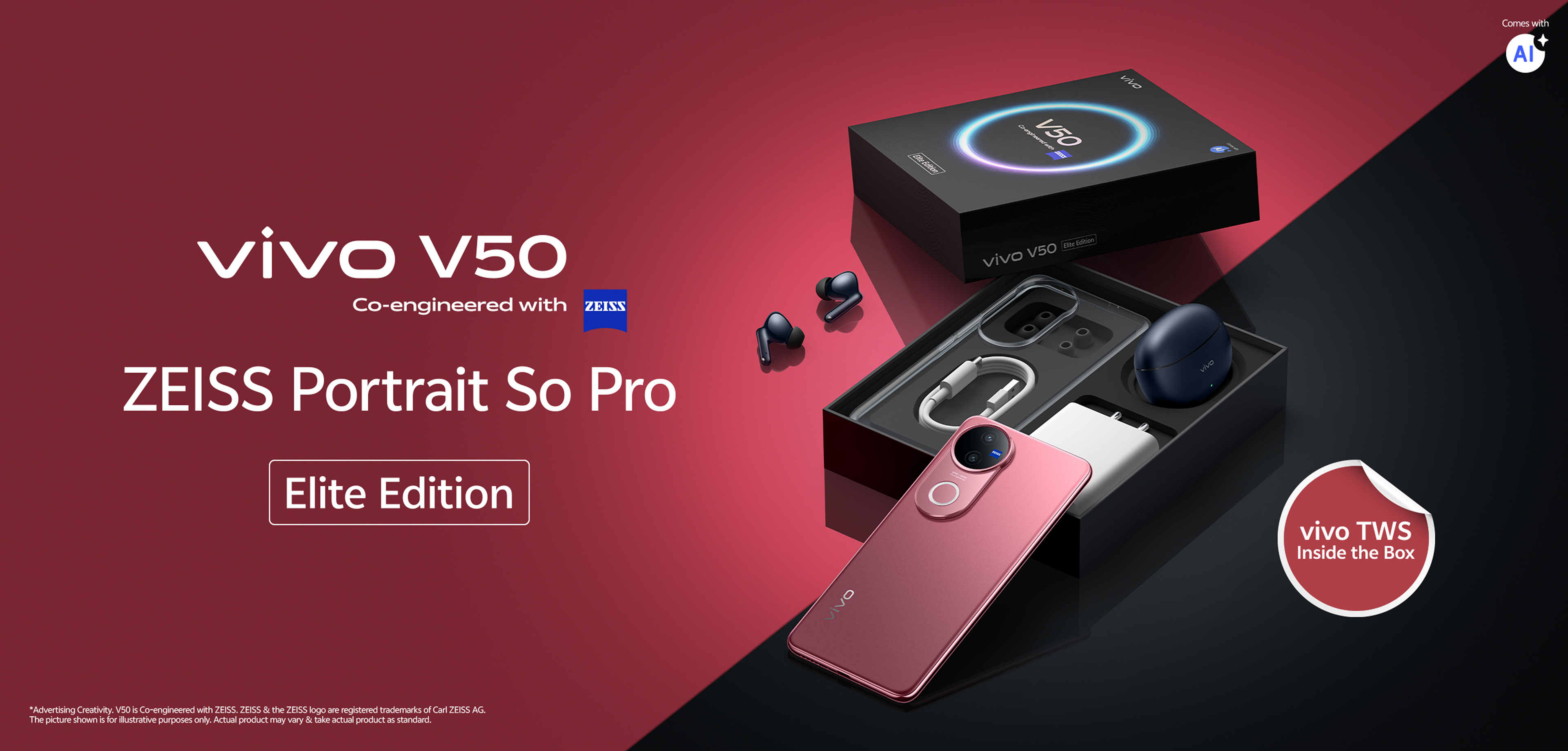 vivo V50 in Ancora Red