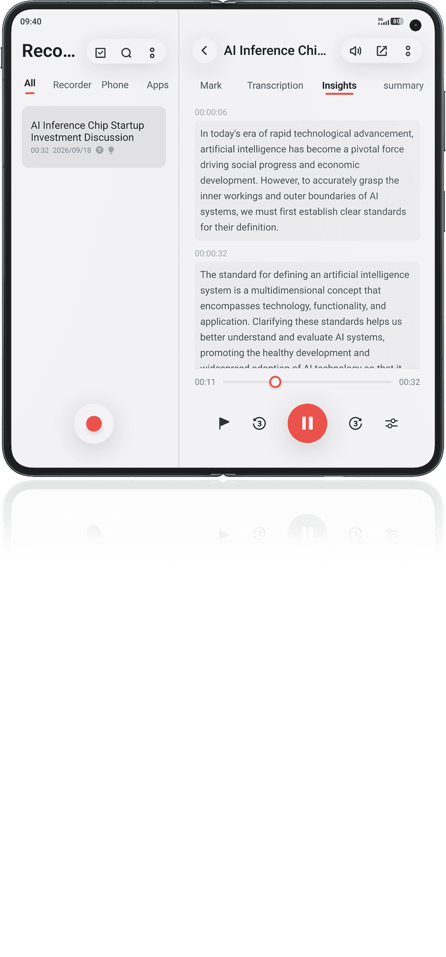 vivo X Fold6 with AI recorder insights
