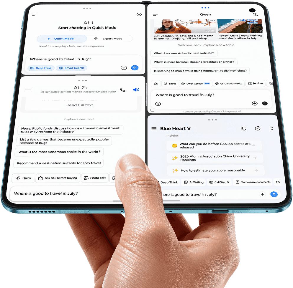 vivo X Fold6 with four AI working simultaneously