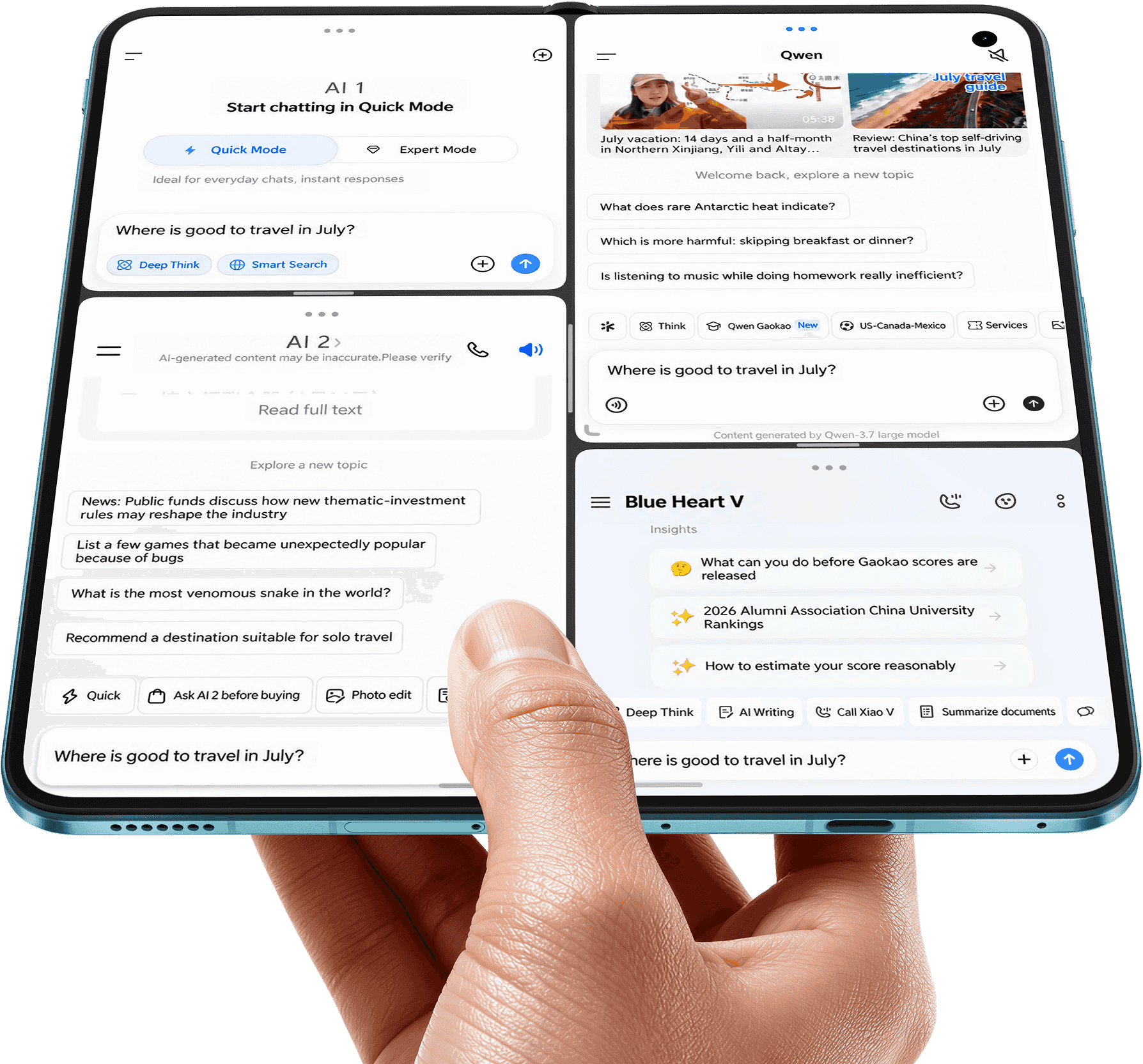 vivo X Fold6 with four AI working simultaneously